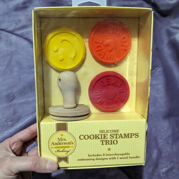 Mrs Anderson's Silicone Cookie Stamps Trio Smiley Home Made With Love! New - Picture 1 of 9